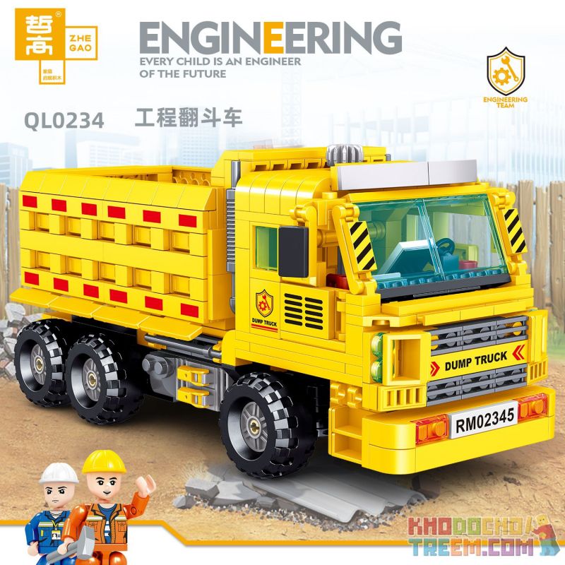 ZHEGAO QL0234 0234 non  XE BEN KỸ THUẬT bộ đồ chơi xếp lắp ráp ghép mô hình City ENGINEERING Thành Phố 755 khối