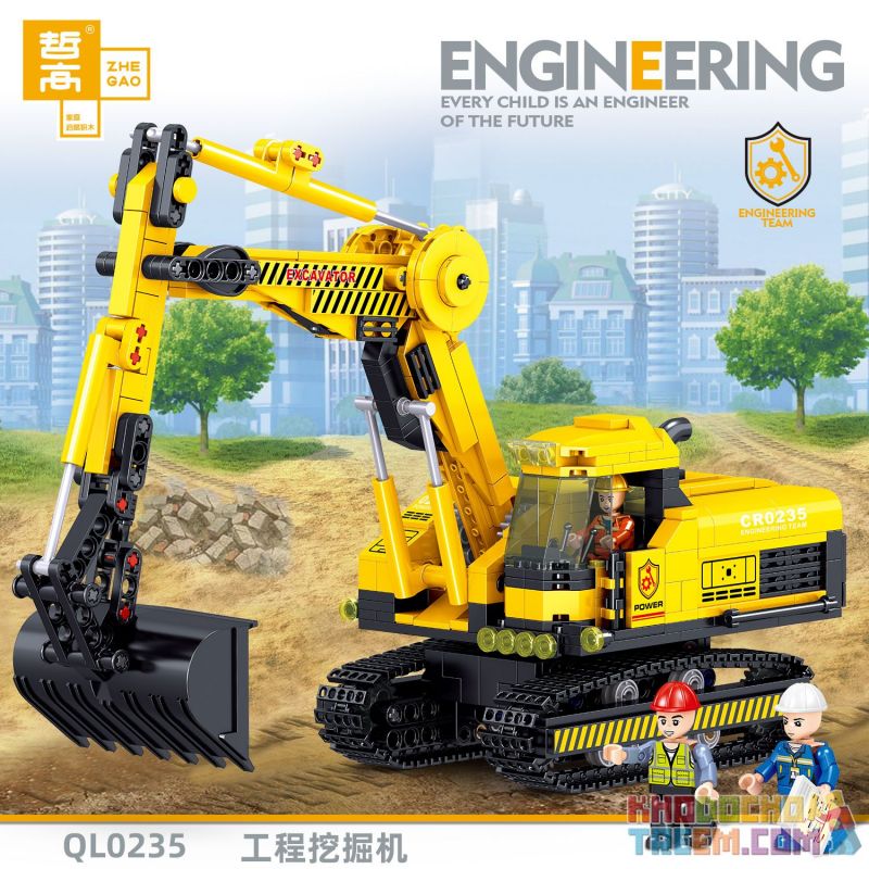 ZHEGAO QL0235 0235 non Lego MÁY XÚC KỸ THUẬT bộ đồ chơi xếp lắp ráp ghép mô hình City ENGINEERING Thành Phố 747 khối