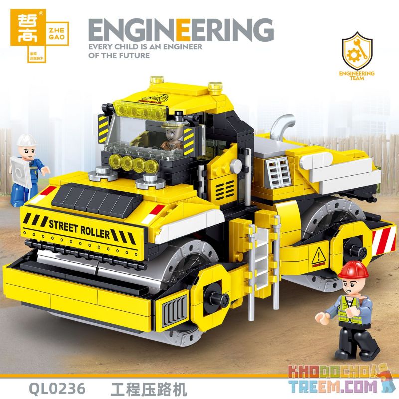 ZHEGAO QL0236 0236 non Lego CON LĂN KỸ THUẬT bộ đồ chơi xếp lắp ráp ghép mô hình City ENGINEERING Thành Phố 744 khối