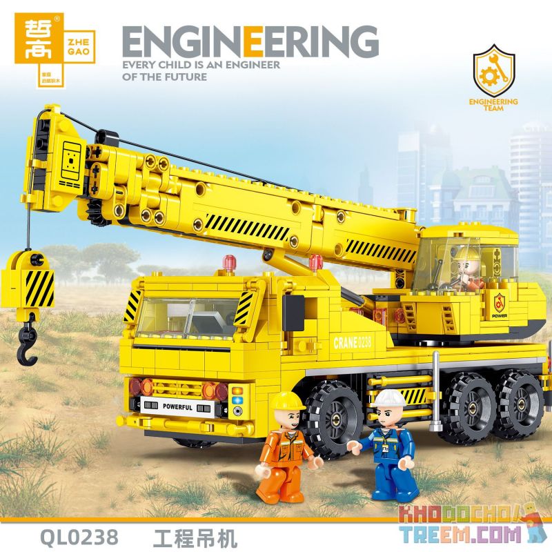 ZHEGAO QL0238 0238 non Lego CẦN TRỤC KỸ THUẬT bộ đồ chơi xếp lắp ráp ghép mô hình City ENGINEERING Thành Phố 808 khối