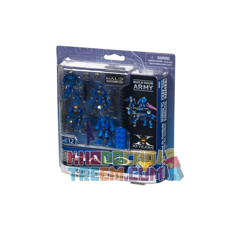 MEGA BLOKS 96962 non Lego ĐƠN VỊ CHIẾN ĐẤU ĐỘI XANH bộ đồ chơi xếp lắp ráp ghép mô hình Computer Games BLUE TEAM COMBAT UNIT Trò Chơi 42 khối