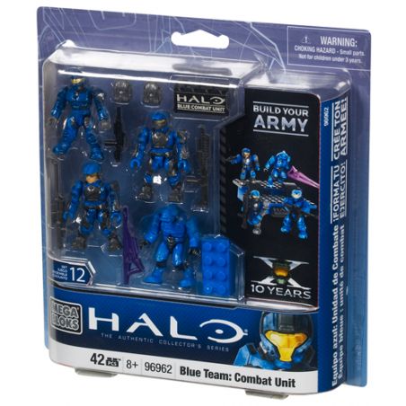 MEGA BLOKS 96962 non  ĐƠN VỊ CHIẾN ĐẤU ĐỘI XANH bộ đồ chơi xếp lắp ráp ghép mô hình Computer Games BLUE TEAM COMBAT UNIT Trò Chơi 42 khối