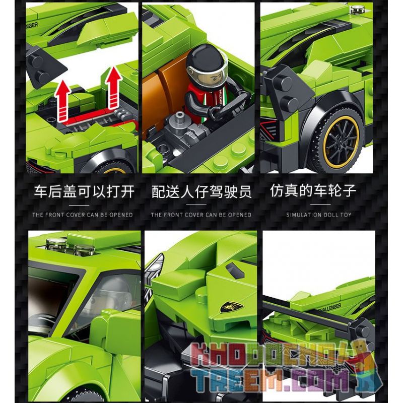 PanlosBrick 666018 Panlos Brick 666018 non  LAMBORGHINI VENO. bộ đồ chơi xếp lắp ráp ghép mô hình Speed Champions Racing Cars LAMBORGHINI VENENO Đua Xe Công Thức 348 khối