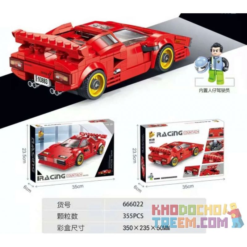 PanlosBrick 666022 Panlos Brick 666022 REBRICKABLE MOC-40934 40934 MOC40934 non  LAMBORGHINI COUNTACH. bộ đồ chơi xếp lắp ráp ghép mô hình Speed Champions Racing Cars Đua Xe Công Thức 305 khối
