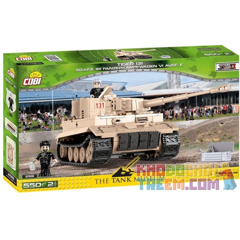 COBI 2519 non Lego XE TĂNG HẠNG NẶNG TIGER 131 bộ đồ chơi xếp lắp ráp ghép mô hình Military Army TIGER 131 SDKFZ 181 PZKPFW VI AUSF.E Quân Sự Bộ Đội 550 khối