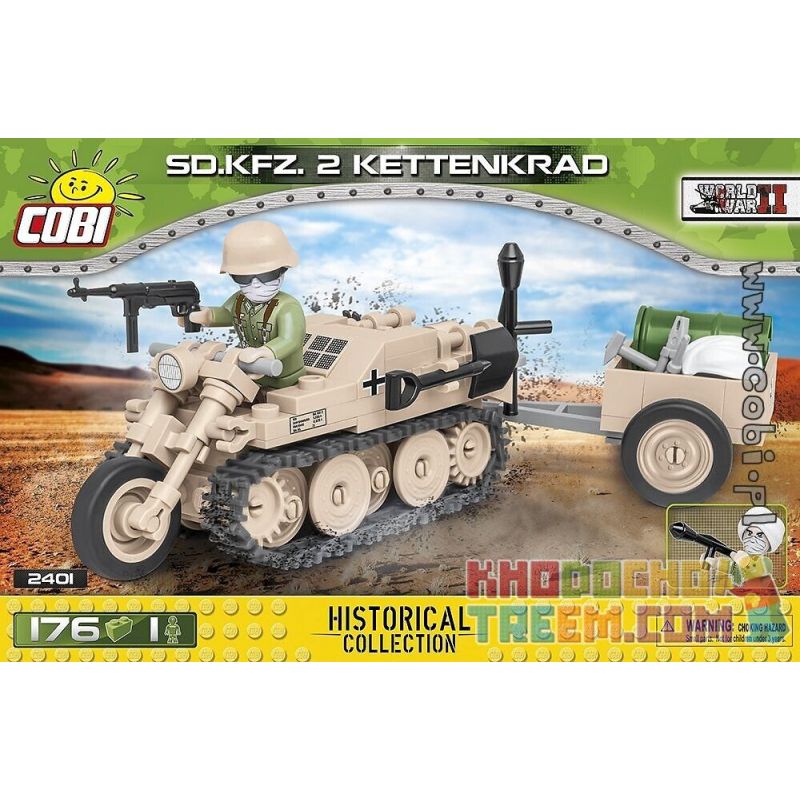 COBI 2401 non Lego MÔ TÔ NỬA ĐƯỜNG SDKFZ 2 bộ đồ chơi xếp lắp ráp ghép mô hình Military Army SD.KFZ.2 KETTENKRAD Quân Sự Bộ Đội 176 khối