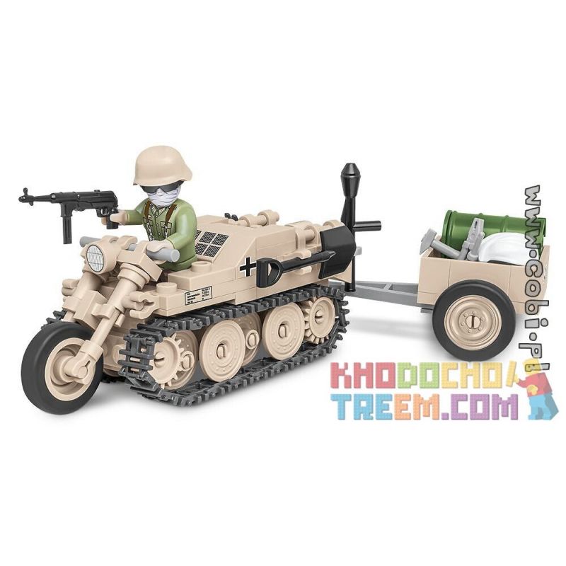 COBI 2401 non  MÔ TÔ NỬA ĐƯỜNG SDKFZ 2 bộ đồ chơi xếp lắp ráp ghép mô hình Military Army SD.KFZ.2 KETTENKRAD Quân Sự Bộ Đội 176 khối