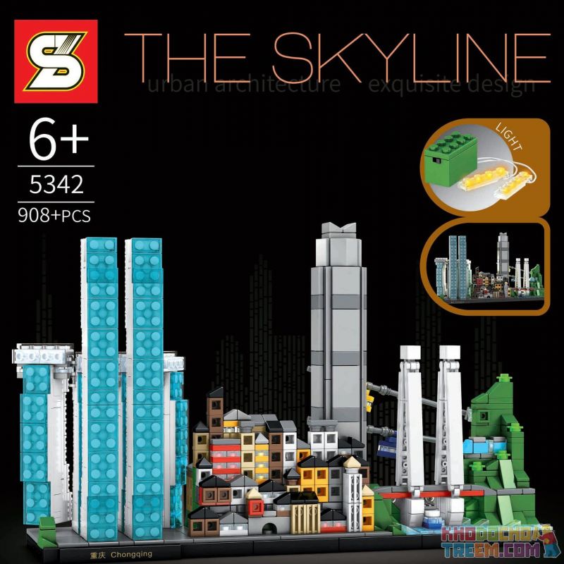 SHENG YUAN SY 5342 non Lego TRÙNG KHÁNH bộ đồ chơi xếp lắp ráp ghép mô hình Architecture THE SKYLINE Công Trình Kiến Trúc 908 khối