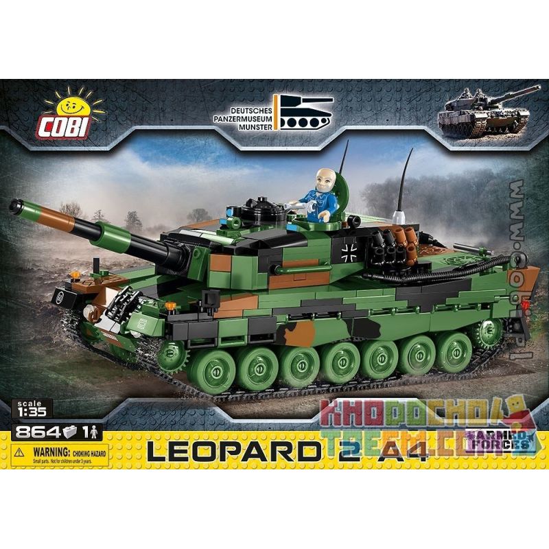 COBI 2618 non Lego LEOPARD 2A4. bộ đồ chơi xếp lắp ráp ghép mô hình Military Army Quân Sự Bộ Đội 864 khối