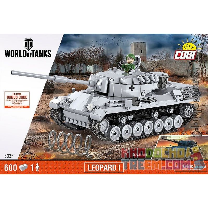 COBI 3037 non Lego XE TĂNG LEOPARD 1 bộ đồ chơi xếp lắp ráp ghép mô hình Military Army Quân Sự Bộ Đội 600 khối