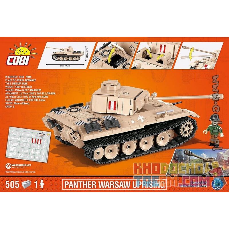 COBI 3035 non  CUỘC NỔI DẬY CỦA PANTHER WARSAW bộ đồ chơi xếp lắp ráp ghép mô hình Military Army PANTHER WARSAW UPRISING Quân Sự Bộ Đội 505 khối