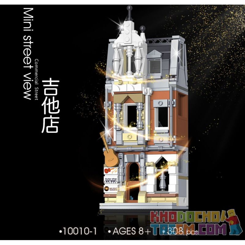 SHENZHEN RAEL ENTERTAINMENT 10010-2 10010-3 10010-4 10010-1 non  CỬA HÀNG GUITAR 4 PHONG CÁCH CHÂU QUÁN CÀ PHÊ HOA bộ đồ chơi xếp lắp ráp ghép mô hình Mini Modular THE EUROPE STREET Đường Phố Thu Nhỏ 1130 khối