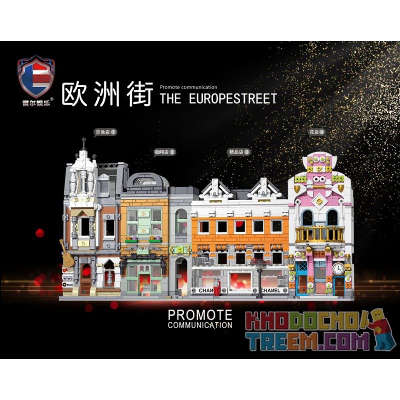 SHENZHEN RAEL ENTERTAINMENT 10010-2 10010-3 10010-4 10010-1 non  CỬA HÀNG GUITAR 4 PHONG CÁCH CHÂU QUÁN CÀ PHÊ HOA bộ đồ chơi xếp lắp ráp ghép mô hình Mini Modular THE EUROPE STREET Đường Phố Thu Nhỏ 1130 khối