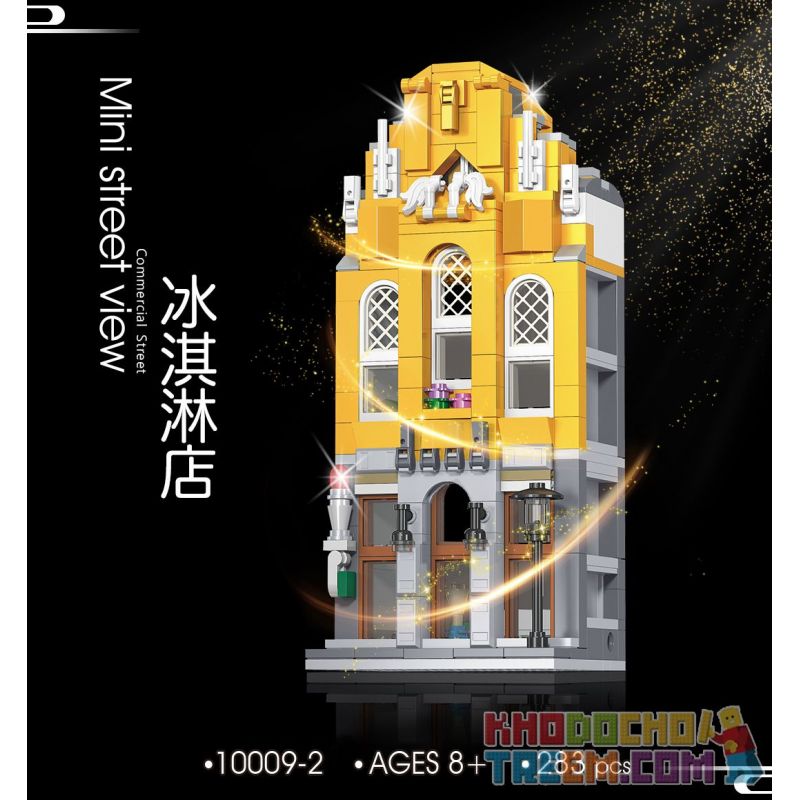 SHENZHEN RAEL ENTERTAINMENT 10009-2 10009-3 10009-4 10009-1 non  4 CỬA HÀNG XE ĐẠP ĐƯỜNG PHỐ CHÂU KEM HIỆU THUỐC THỂ DỤC bộ đồ chơi xếp lắp ráp ghép mô hình Mini Modular THE EUROPE STREET Đường Phố Thu Nhỏ 1109 khối