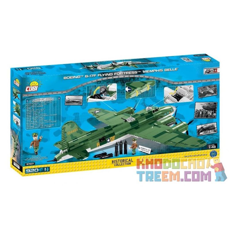 COBI 5707 non  PHÁO ĐÀI BẦU TRỜI BOEING B17 MEMPHIS BELLE bộ đồ chơi xếp lắp ráp ghép mô hình Military Army BOEING™ B-17F FLYING FORTRESS™ MEMPHIS BELLE Quân Sự Bộ Đội 920 khối