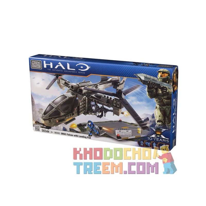 MEGA BLOKS 96940 non Lego UNSC FALCON VÀ BỆ HẠ CÁNH bộ đồ chơi xếp lắp ráp ghép mô hình Computer Games UNSC FALCON WITH LANDING PAD Trò Chơi 503 khối