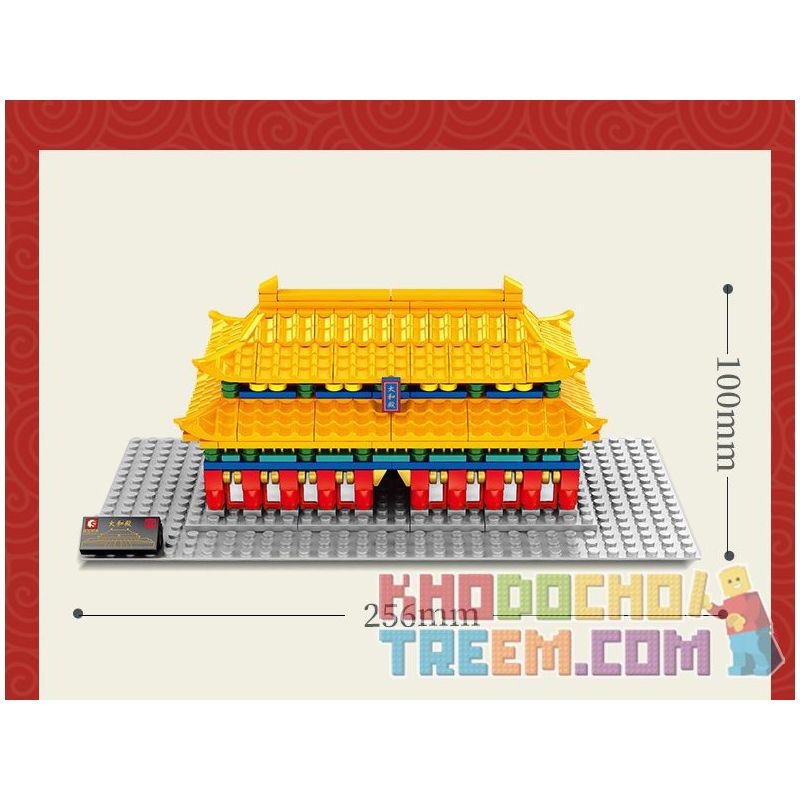 SEMBO 608002 non  HỘI TRƯỜNG HÀI HÒA TỐI CAO bộ đồ chơi xếp lắp ráp ghép mô hình Architecture PALACE BUILDING HALL OF SUPREME HARMONY Công Trình Kiến Trúc 573 khối