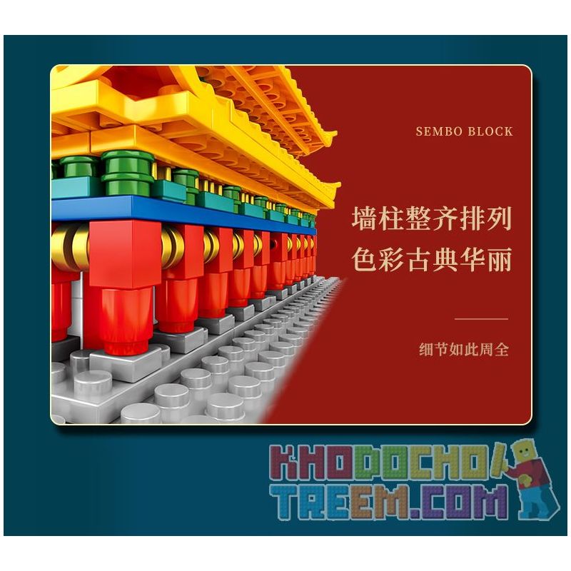 SEMBO 608002 non  HỘI TRƯỜNG HÀI HÒA TỐI CAO bộ đồ chơi xếp lắp ráp ghép mô hình Architecture PALACE BUILDING HALL OF SUPREME HARMONY Công Trình Kiến Trúc 573 khối