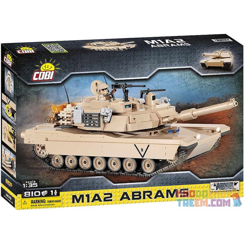 COBI 2619 non Lego XE TĂNG M1A2 ABRAMS bộ đồ chơi xếp lắp ráp ghép mô hình Military Army Quân Sự Bộ Đội 810 khối