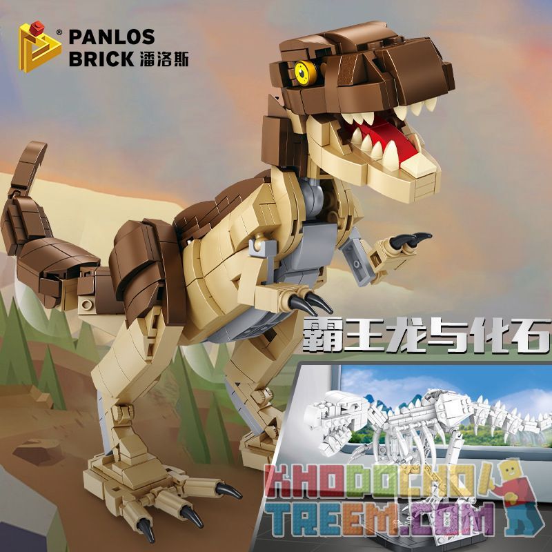 PanlosBrick 612002 Panlos Brick 612002 non Lego KHỦNG LONG BẠO CHÚA bộ đồ chơi xếp lắp ráp ghép mô hình Dino DINOSAURIA TYRANNOSAURUS REX 906 khối