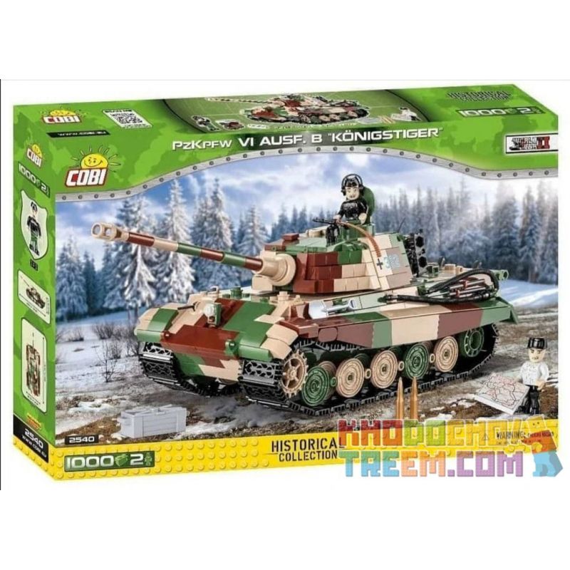 COBI 2540 2539 non Lego XE TĂNG SỐ 6 LOẠI B bộ đồ chơi xếp lắp ráp ghép mô hình Military Army PANZERKAMPFWAGEN VI AUSF. B KÖNIGSTIGER Quân Sự Bộ Đội 1000 khối