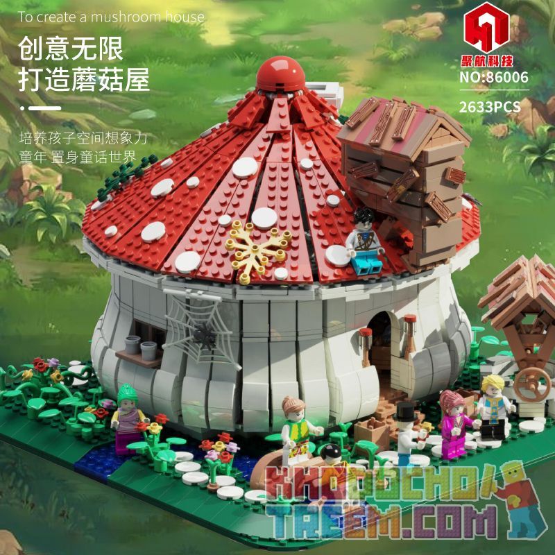 JUHANG 86006 non  NHÀ NẤM bộ đồ chơi xếp lắp ráp ghép mô hình Creator Sáng Tạo 2633 khối