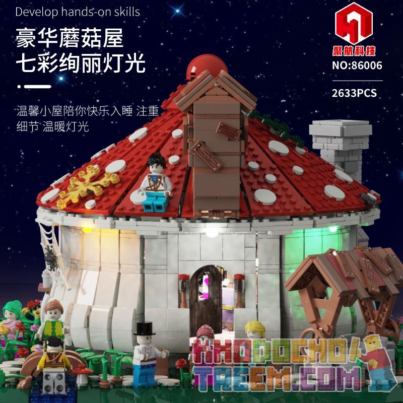 JUHANG 86006 non  NHÀ NẤM bộ đồ chơi xếp lắp ráp ghép mô hình Creator Sáng Tạo 2633 khối