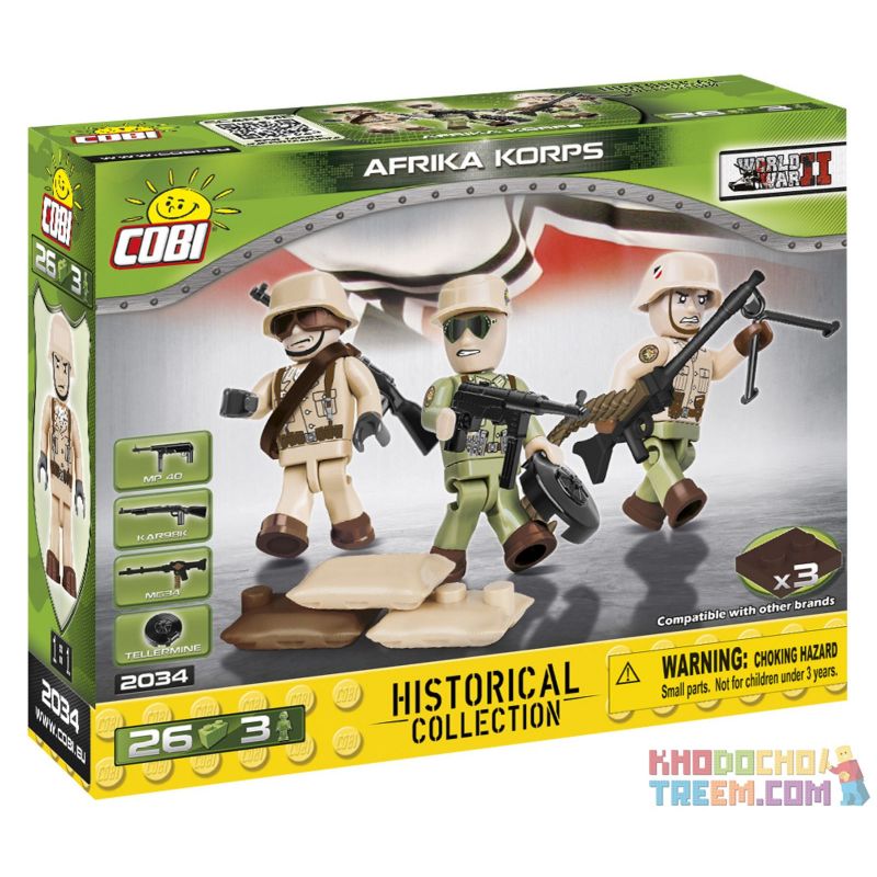 COBI 2034 non Lego QUÂN ĐOÀN CHÂU PHI bộ đồ chơi xếp lắp ráp ghép mô hình Military Army AFRIKA KORPS Quân Sự Bộ Đội 26 khối