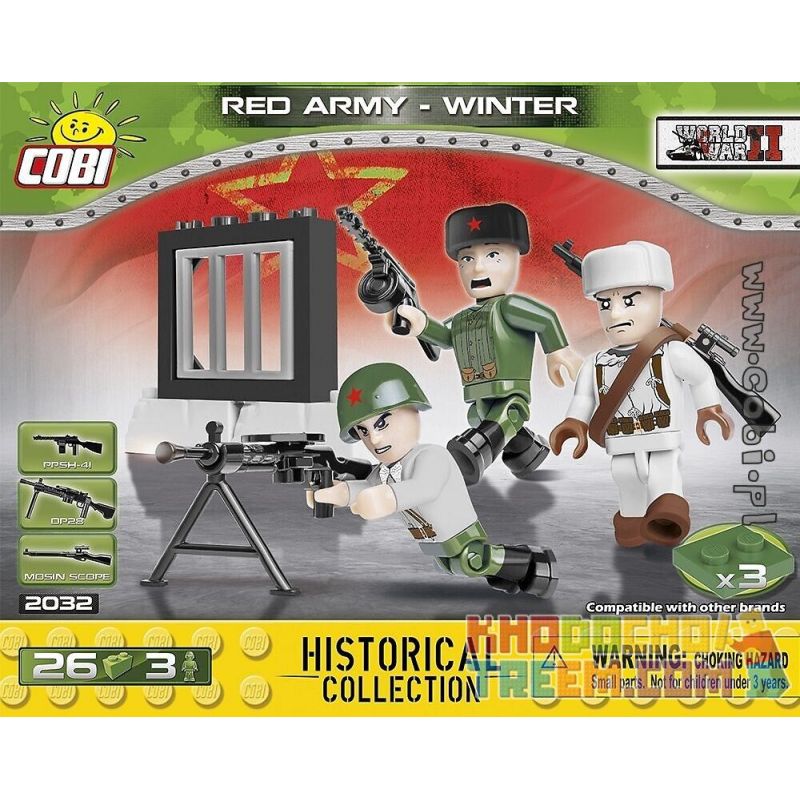 COBI 2032 non Lego HỒNG QUÂN - MÙA ĐÔNG bộ đồ chơi xếp lắp ráp ghép mô hình Military Army RED ARMY - WINTER Quân Sự Bộ Đội 26 khối