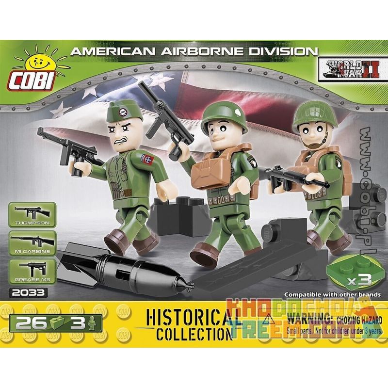 COBI CHARACTER BUILDING 2033 COBI-2033 COBI2033 non Lego SƯ ĐOÀN DÙ HOA KỲ bộ đồ chơi xếp lắp ráp ghép mô hình Military Army AMERICAN AIRBORNE DIVISION Quân Sự Bộ Đội 26 khối