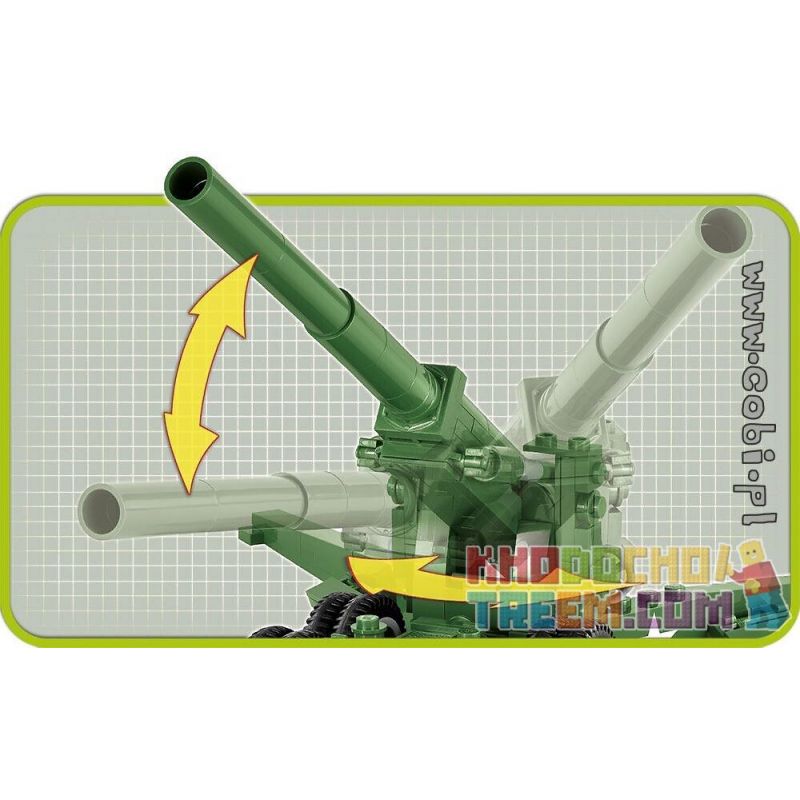COBI 2394 non  SÚNG TRƯỜNG 155MM CHÂN DÀI M1 TOM bộ đồ chơi xếp lắp ráp ghép mô hình Military Army 155 MM GUN M1 LONG TOM Quân Sự Bộ Đội 200 khối