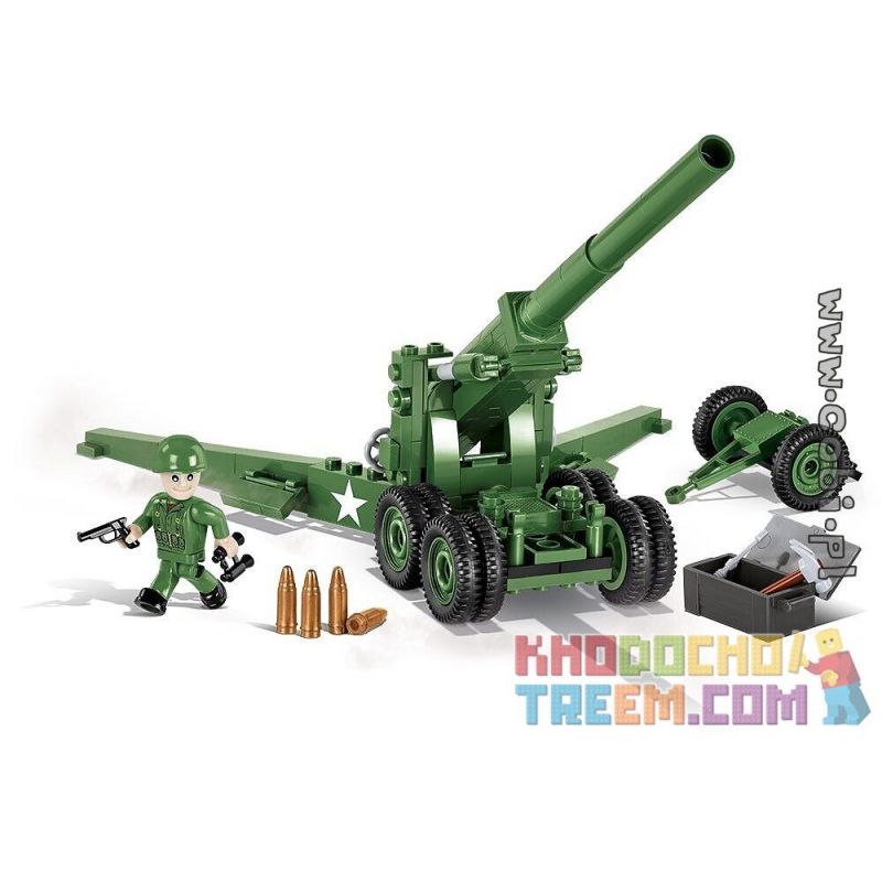 COBI 2394 non  SÚNG TRƯỜNG 155MM CHÂN DÀI M1 TOM bộ đồ chơi xếp lắp ráp ghép mô hình Military Army 155 MM GUN M1 LONG TOM Quân Sự Bộ Đội 200 khối
