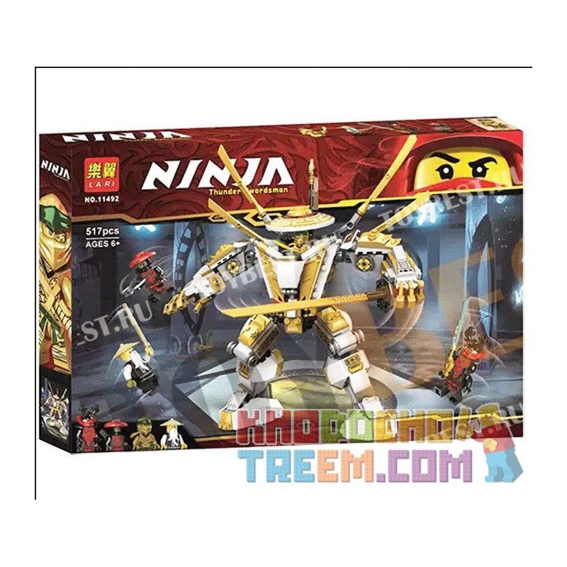 NOT Lego GOLDEN MECH 71702 LARI 11492 xếp lắp ráp ghép mô hình MECH VÀNG MÁY The Lego Ninjago Movie Ninja Lốc Xoáy 489 khối