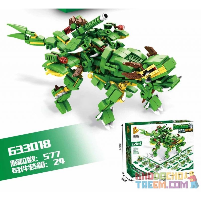 PanlosBrick 633018 Panlos Brick 633018 non  AGE OF DINOSAURS 12IN1 25 THAY ĐỔI bộ đồ chơi xếp lắp ráp ghép mô hình DINOSAUR ERA Khủng Long 577 khối PanlosBrick 633018 Panlos Brick 633018 non  AGE OF DINOSAURS 12IN1 25 THAY ĐỔI bộ đồ chơi xếp lắp ráp ghép mô hình DINOSAUR ERA Khủng Long 577 khối