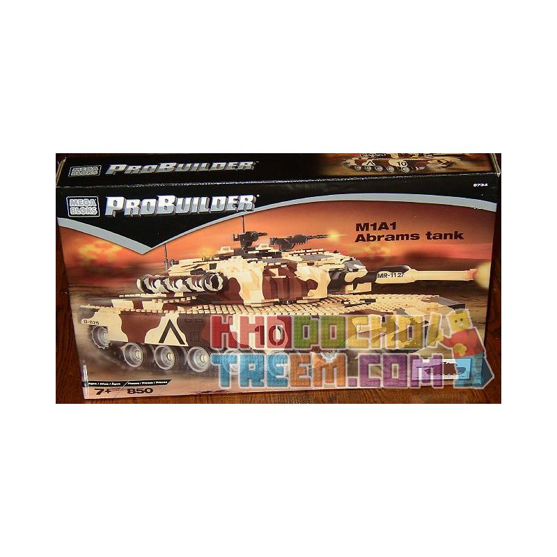 MEGA BLOKS 9734 non Lego XE TĂNG M1A1 ABRAMS bộ đồ chơi xếp lắp ráp ghép mô hình Military Army M1A1 ABRAMS TANK Quân Sự Bộ Đội 850 khối