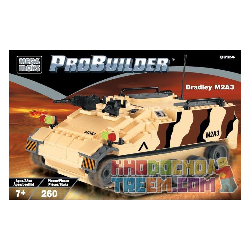 MEGA BLOKS 9724 non Lego XE CHIẾN ĐẤU BỘ BINH M2A3 BRADLEY bộ đồ chơi xếp lắp ráp ghép mô hình Military Army BRADLEY M2A3 Quân Sự Bộ Đội 260 khối