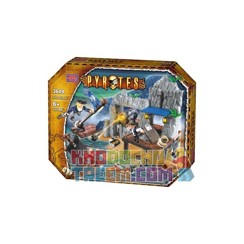 MEGA BLOKS 3649 non Lego PHÁO ĐÀI PHÒNG THỦ bộ đồ chơi xếp lắp ráp ghép mô hình Pirates Of The Caribbean FORT DEFIANCE Cướp Biển Vùng Caribe 105 khối