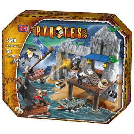 MEGA BLOKS 3649 non  PHÁO ĐÀI PHÒNG THỦ bộ đồ chơi xếp lắp ráp ghép mô hình Pirates Of The Caribbean FORT DEFIANCE Cướp Biển Vùng Caribe 105 khối
