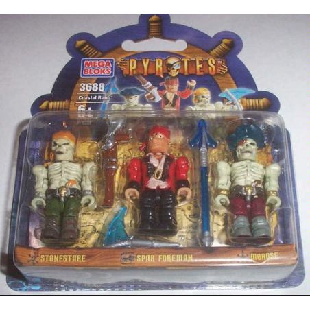 MEGA BLOKS 3688 non  CUỘC ĐỘT KÍCH VEN BIỂN bộ đồ chơi xếp lắp ráp ghép mô hình Pirates Of The Caribbean COASTAL RAID Cướp Biển Vùng Caribe 6 khối