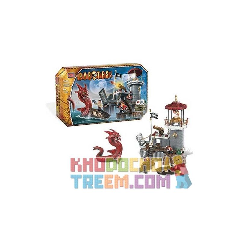 MEGA BLOKS 3618 non Lego ĐÈN HIỆU CỦA PRIVATEER bộ đồ chơi xếp lắp ráp ghép mô hình Pirates Of The Caribbean PRIVATEERS' LIGHTHOUSE Cướp Biển Vùng Caribe 115 khối