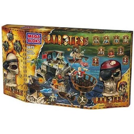 MEGA BLOKS 3675 non  CƯỚP BIỂN DEN bộ đồ chơi xếp lắp ráp ghép mô hình Pirates Of The Caribbean PYRATE'S HIDE-OUT Cướp Biển Vùng Caribe 105 khối
