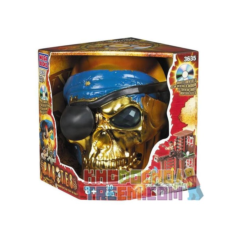 MEGA BLOKS 3635 non Lego BÍ ẨN VỀ TIỀN VÀNG TÂY BAN NHA bộ đồ chơi xếp lắp ráp ghép mô hình Pirates Of The Caribbean DOUBLOON MYSTERY Cướp Biển Vùng Caribe 20 khối