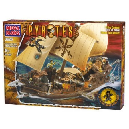 MEGA BLOKS 3620 non  THUYỀN TRƯỞNG CUTLASS 'STORMSTALKER bộ đồ chơi xếp lắp ráp ghép mô hình Pirates Of The Caribbean CAPTAIN CUTLASS' STORMSTALKER Cướp Biển Vùng Caribe 95 khối