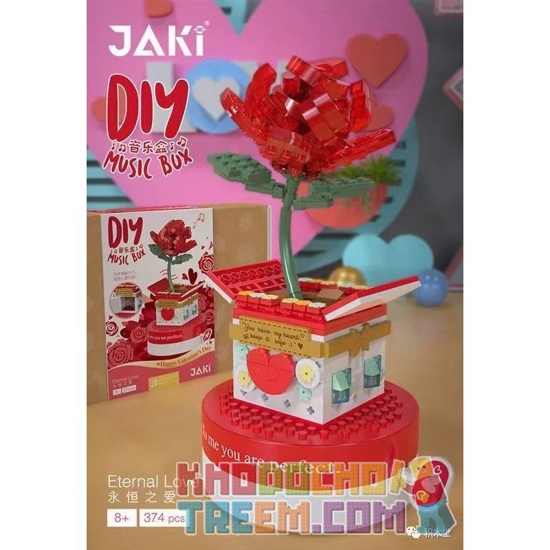 JAKI JK1310 1310 non Lego TÌNH YÊU VĨNH CỬU bộ đồ chơi xếp lắp ráp ghép mô hình Creator DIY MUSIC BOX ETERNAL LOVE Sáng Tạo 374 khối