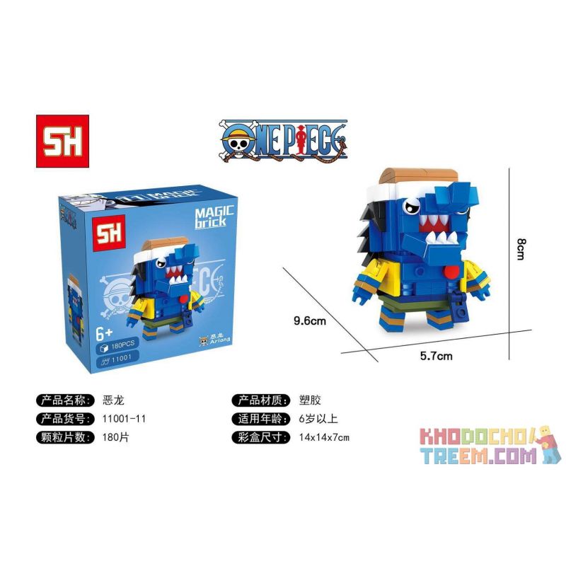 HSANHE 11001-11 non Lego RỒNG ÁC FANGTOU MURLOC AARON bộ đồ chơi xếp lắp ráp ghép mô hình One Piece ONE PIECE ARLONG Đảo Hải Tặc 180 khối