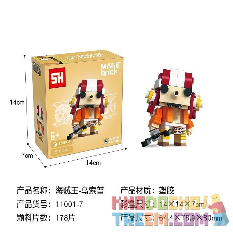 HSANHE 11001-7 non Lego CẬU BÉ ĐẦU VUÔNG USOPP bộ đồ chơi xếp lắp ráp ghép mô hình One Piece ONE PIECE USOPP Đảo Hải Tặc 178 khối