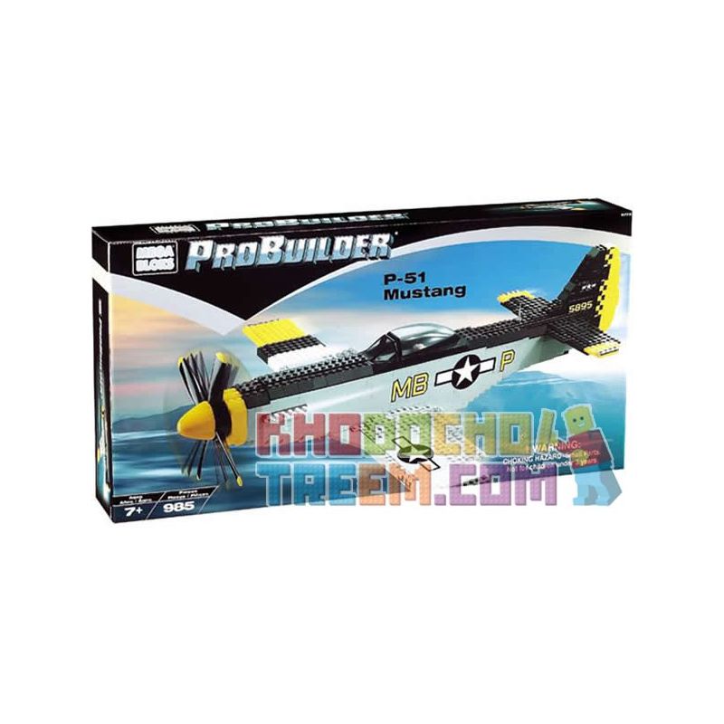 MEGA BLOKS 9772 non Lego MÁY BAY CHIẾN ĐẤU P-51 MUSTANG bộ đồ chơi xếp lắp ráp ghép mô hình Military Army Quân Sự Bộ Đội 985 khối