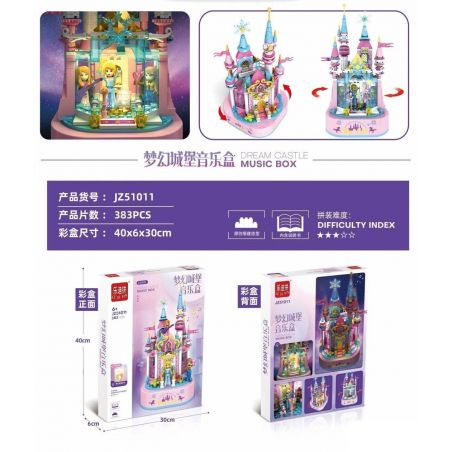 LE DI PIN JZ51011 51011 non  HỘP NHẠC DREAM CASTLE bộ đồ chơi xếp lắp ráp ghép mô hình  MUSIC BOX DREAM CASTLE Các Bạn Gái 383 khối