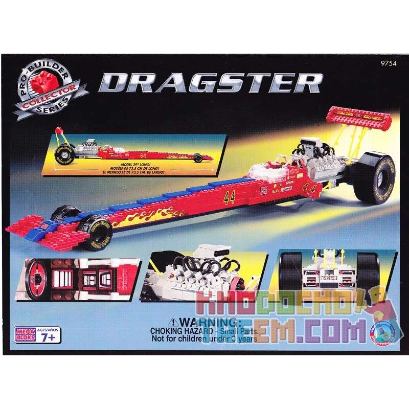 MEGA BLOKS 9754 non Lego ĐUA XE CỰ LY NGẮN bộ đồ chơi xếp lắp ráp ghép mô hình Speed Champions Racing Cars DRAGSTER Đua Xe Công Thức 450 khối