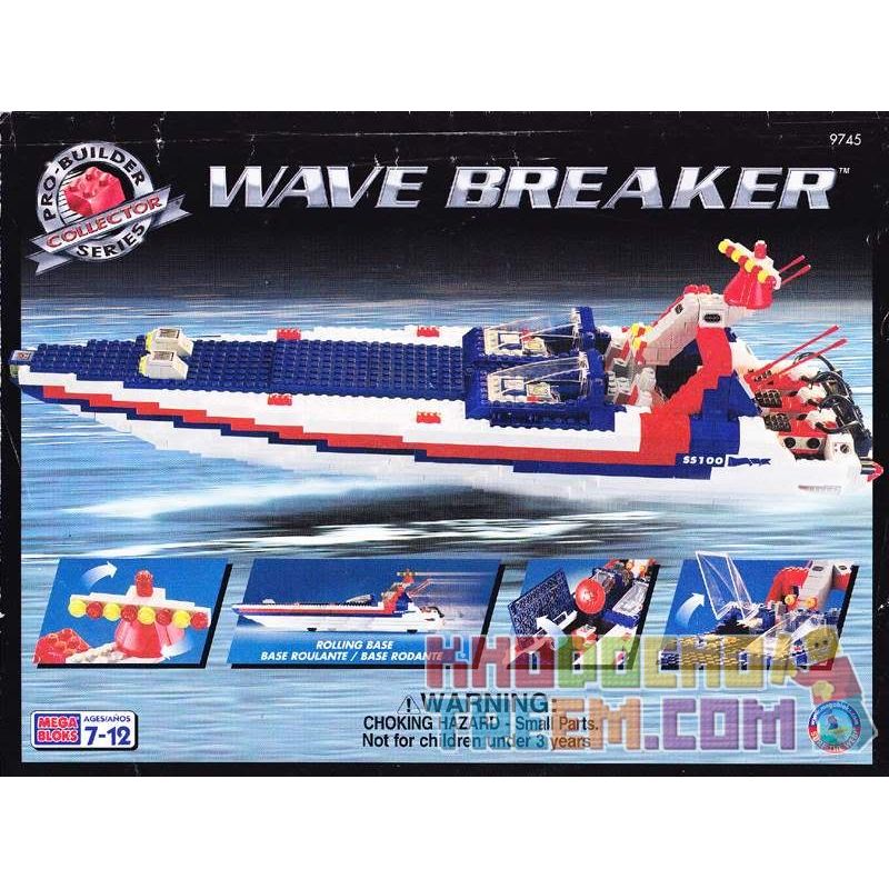 MEGA BLOKS 9745 non Lego MÁY CHẮN SÓNG bộ đồ chơi xếp lắp ráp ghép mô hình City WAVE BREAKER Thành Phố 700 khối